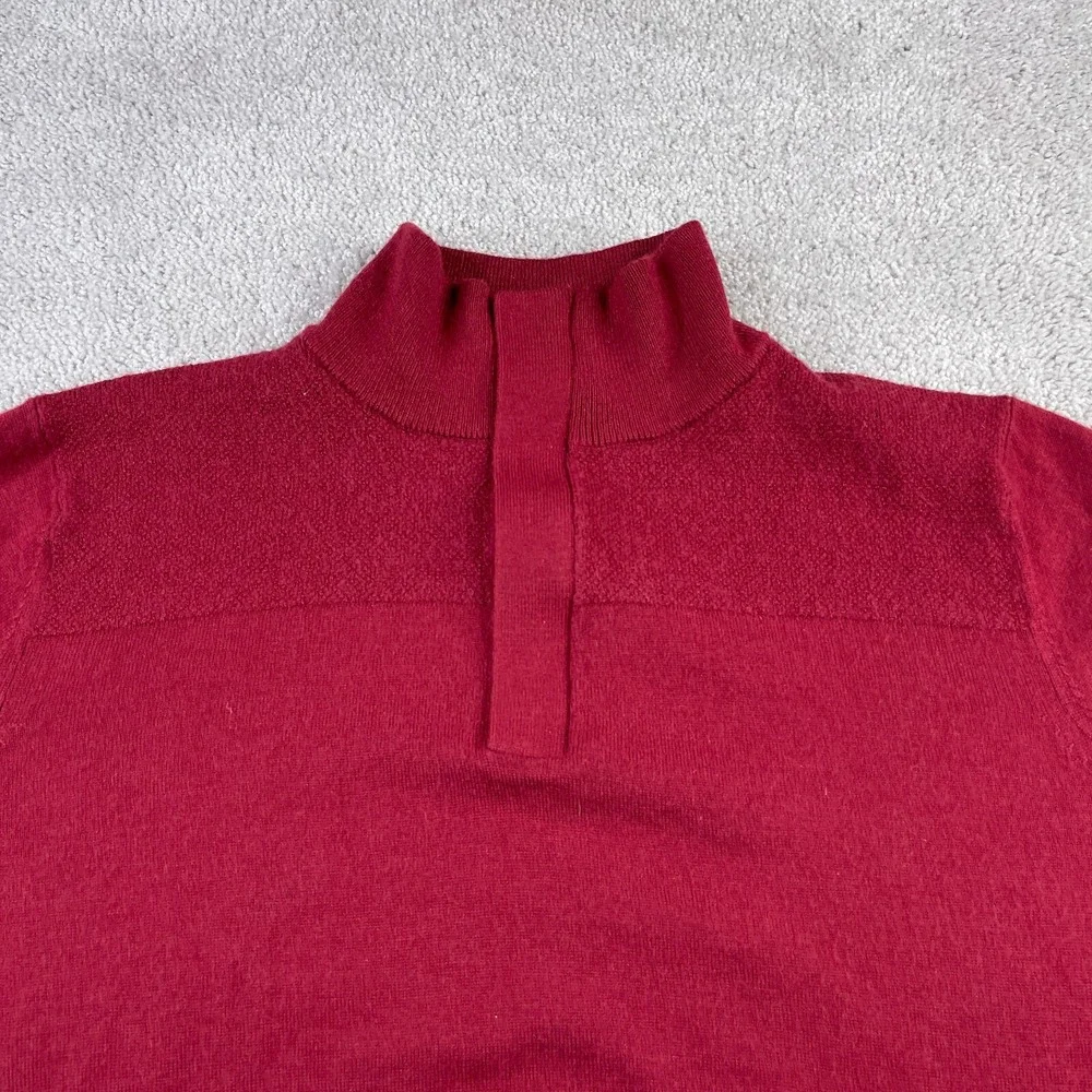 Banana Republic Mens Sweater XL Red Merino Wool Quarter Zip Pullover Casual Prep